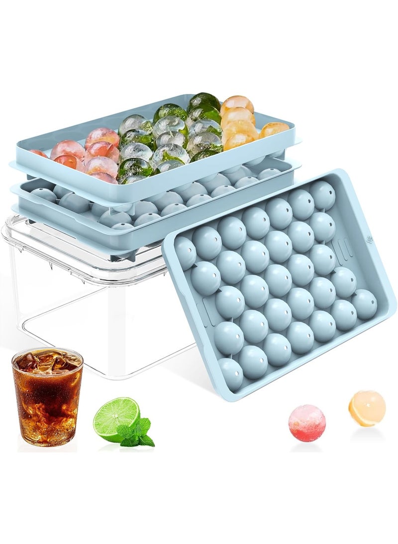 SFENG Round Ice Cube Trays for Freezer - Easy-Release - BPA Free - 3 Trays 1 Ice Bucket & Scoop - Circle Ball Ice Trays for Cocktail, Whiskey, Tea, Coffee - Removable Lid - Ice Molds for Freezer - Image 1